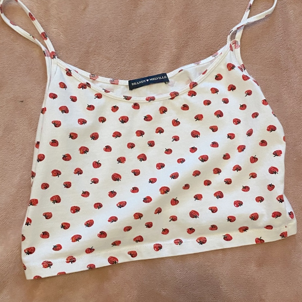 Brandy Melville Strawberry Crop Tank Top